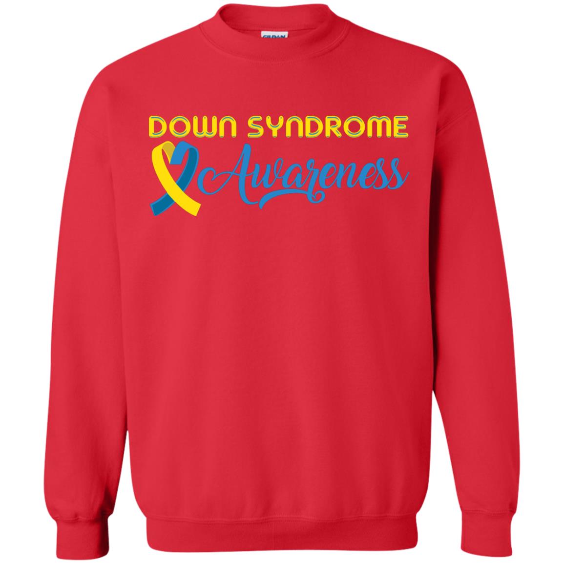 Yellow And Blue Ribbons Down Syndrome Awareness T-shirt Red