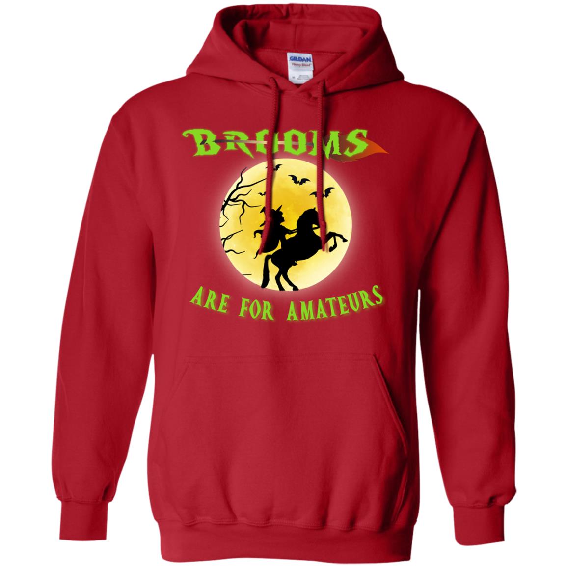 Brooms Are For Amateurs Witches Ride A Horse Funny Halloween Shirt Red