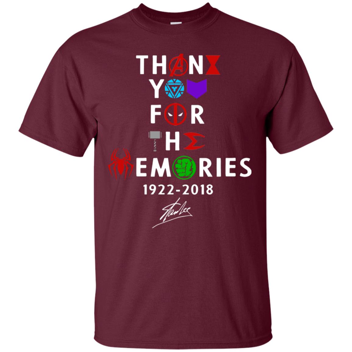 Thank You For The Memories Stan Lee Movie Hero Fan Shirt Maroon