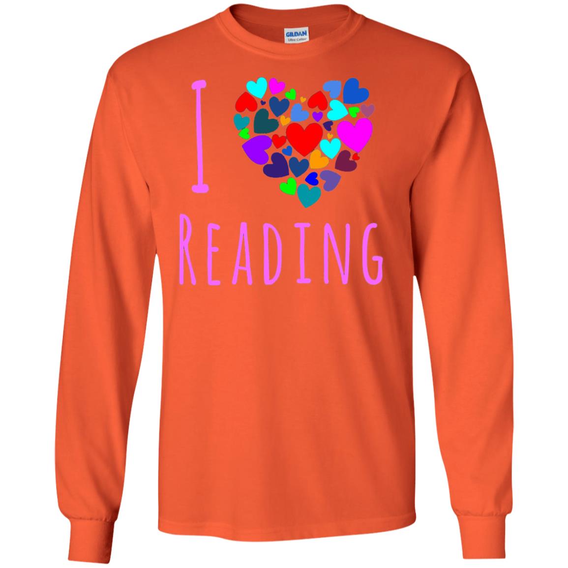 I Love Reading Club Heart Love Books Gift Shirt For Bookworm Orange
