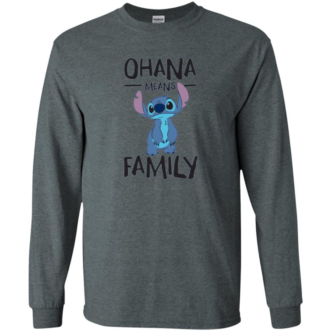 Disney Stitch T-shirt Ohana Means Family Dark Heather