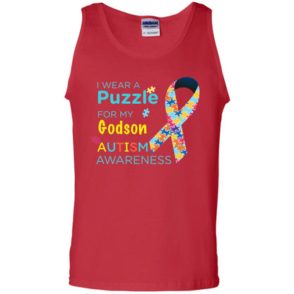 I Wear Puzzle For My Godson Autism Awareness Shirt Red