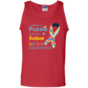 I Wear Puzzle For My Godson Autism Awareness ShirtG220 Gildan 100% Cotton Tank Top