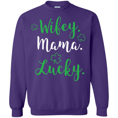 Wifey Mama Lucky Mom St Patricks Day T-shirt Purple