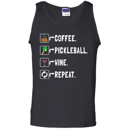 Funny Coffee Lovers T-shirt Pickleball Wine Repeat Black