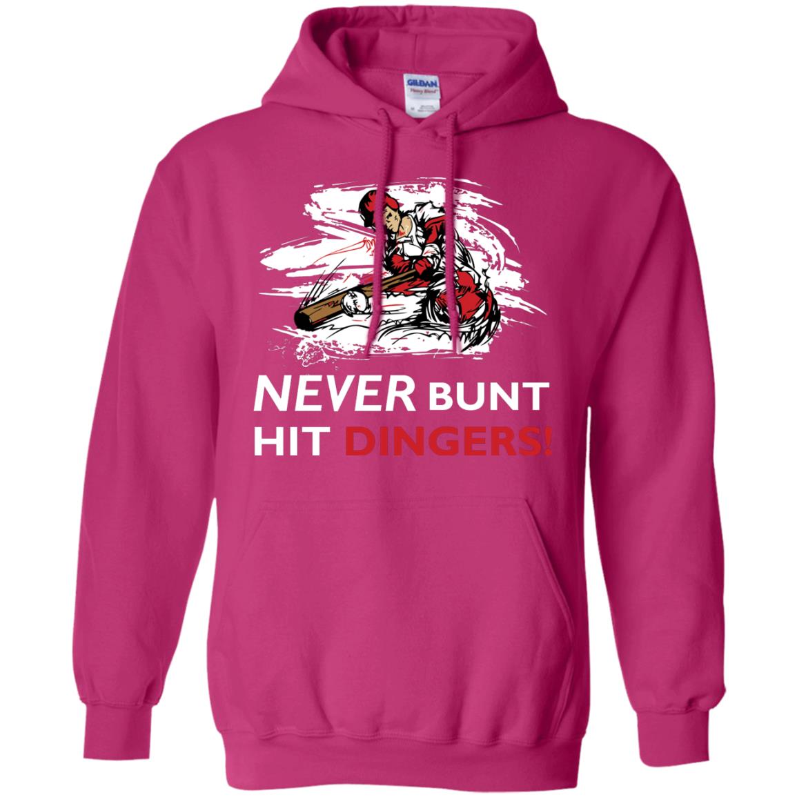 Baseball Lover T-shirt Never Bunt Hit Dingers Heliconia
