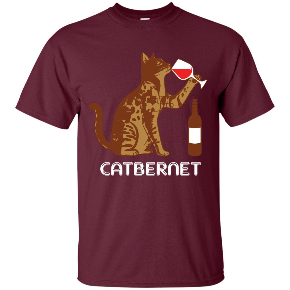 Cat Lovers T-shirt Catbernet Cat Wine Maroon