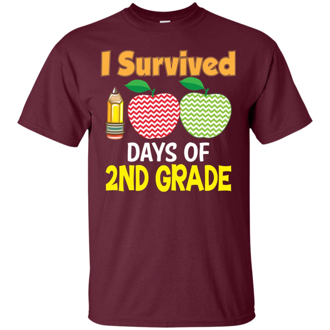 Kindergarten T-shirt I Survived 100 Days Of 2nd Maroon