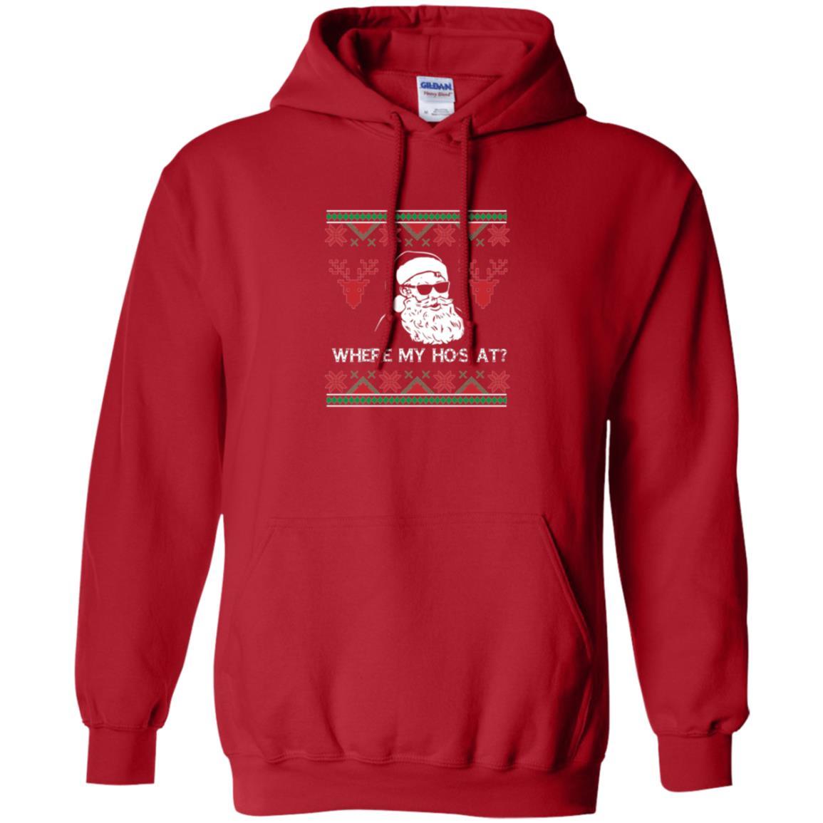 Christmas T-shirt Santa Claus Where My Hos At T-shirt Red