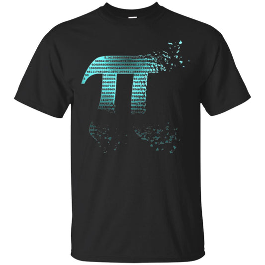 Pi Shattered Teal Designer Pi Day T-shirt Black