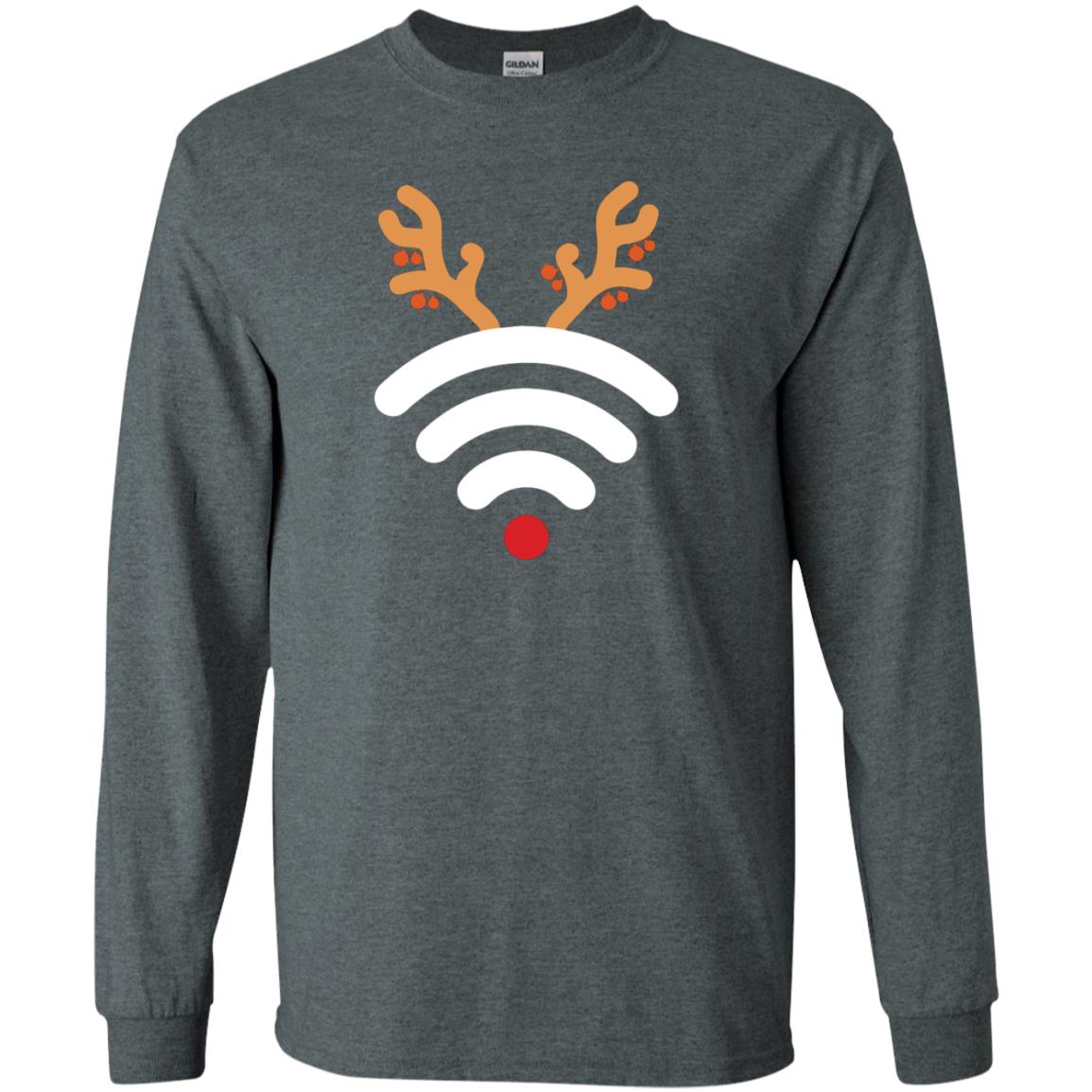 Wifi Signal Symbol Icon Reindeer X-mas Gift Shirt Dark Heather
