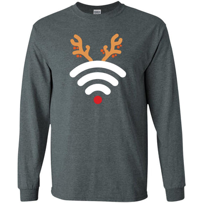 Wifi Signal Symbol Icon Reindeer X-mas Gift Shirt Dark Heather