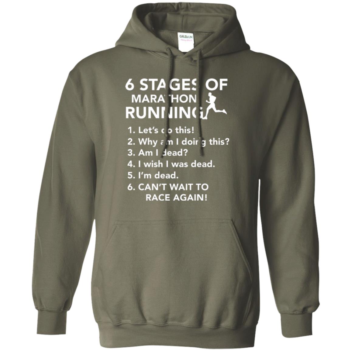 Runner T-shirt 6 Stages Of Marathon Running Military Green