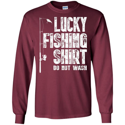 Fisherman T-shirt Lucky Fishing Shirt Do Not Wash Maroon