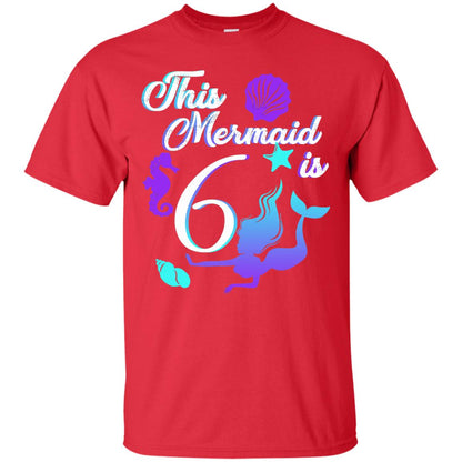 6th Birthday Shirt This Mermaid Is 6 Red
