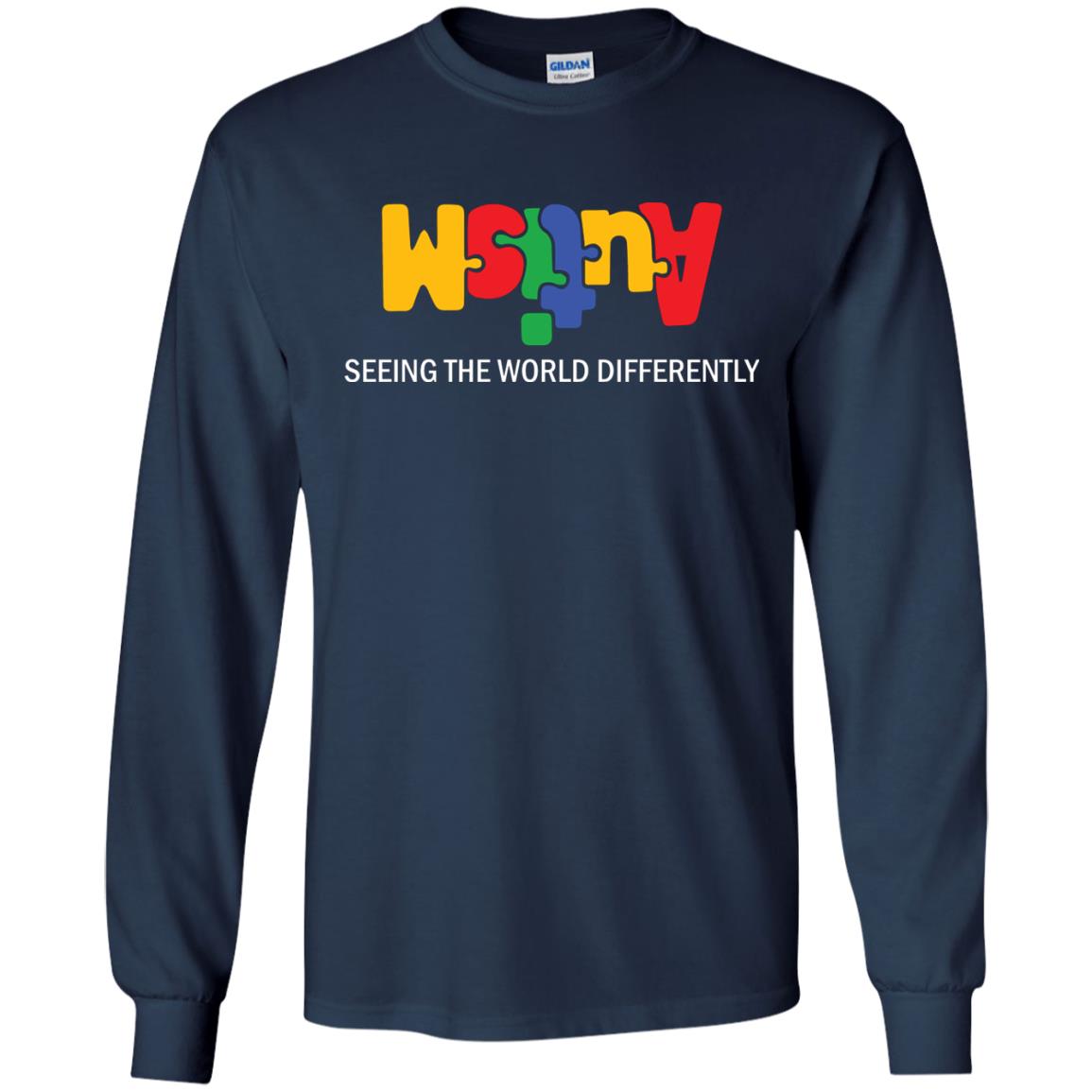 Autism Awareness T-shirt Seeing The World Differently Navy