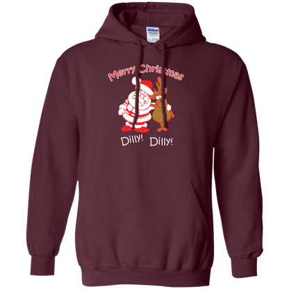 Christmas T-Shirt Merry Christmas Santa And Reindeer Dilly! Dilly! Maroon