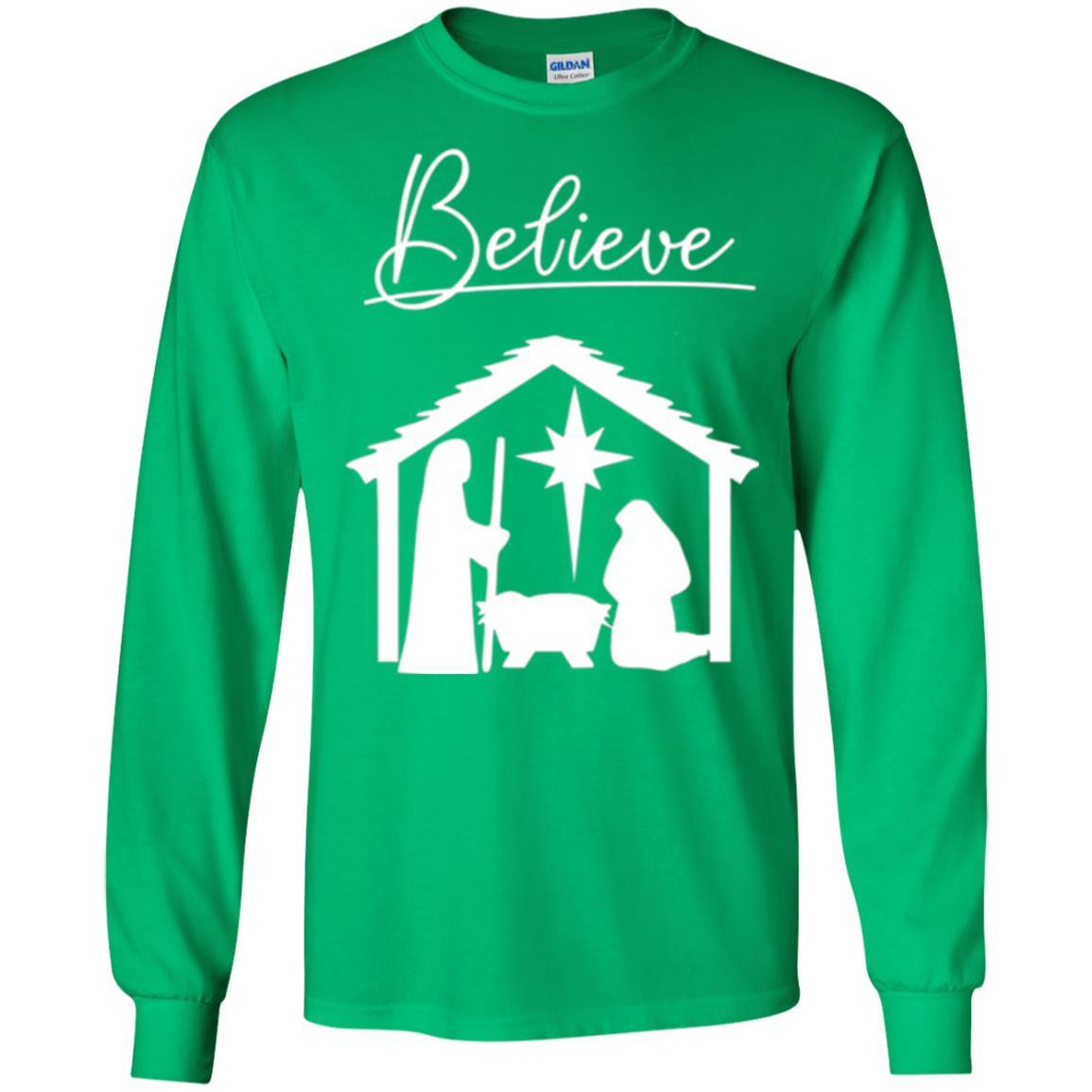Christian Christmas T-shirt Believe Jesus Celebrate Irish Green