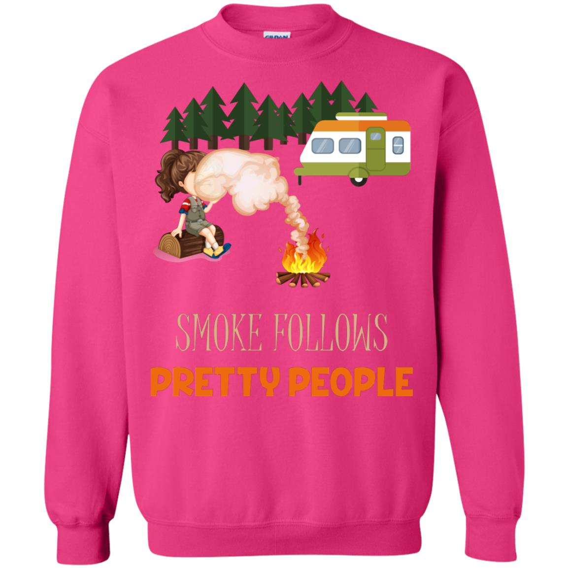 Smoke Follows Pretty People Camping Bbq Gift Shirt Heliconia