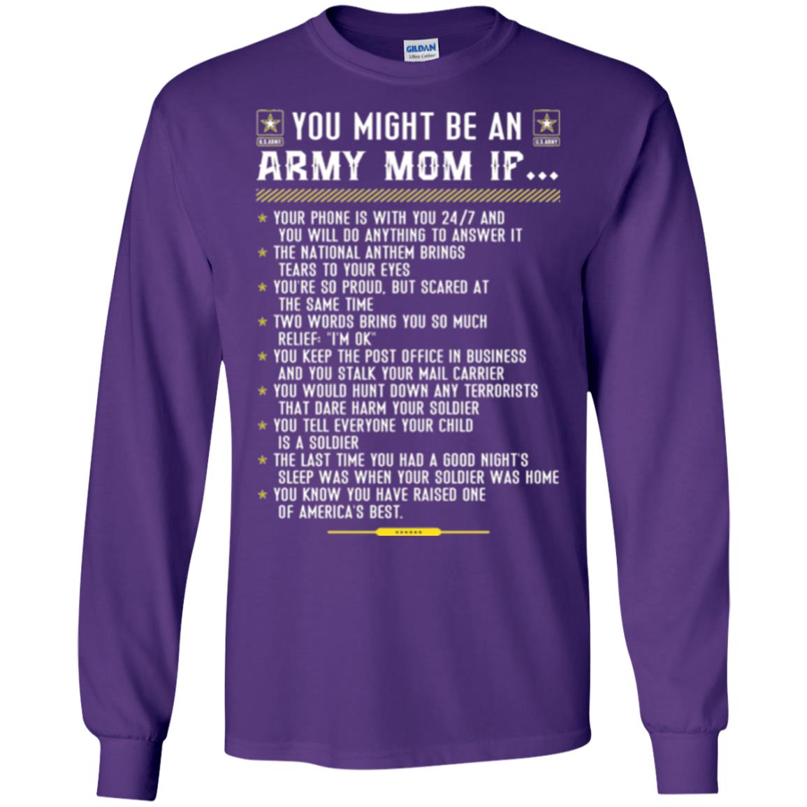 Veteran T-shirt You Might Be An Army Mom If Purple