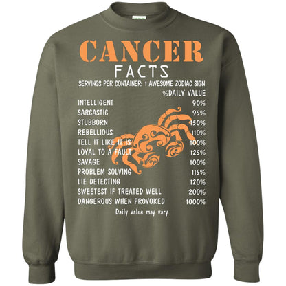 Cancer Facts 1 Awesome Zodiac Sign Gift Shirt For Cancer Horoscope Military Green