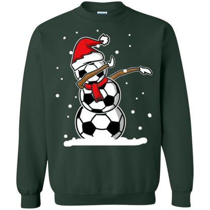 Christmas T-shirt Dabbing Snowman Soccer Forest Green
