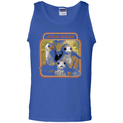Film T-shirt Star Wars Last Jedi Porg Triplets Retro Box Graphic Royal