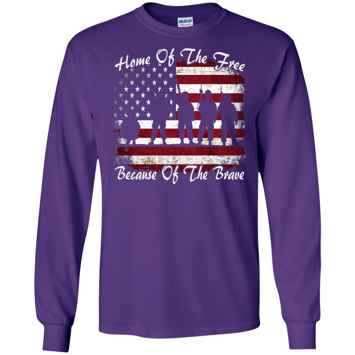 Home Of The Free Because Of The Brave Flag Military Shirt Purple
