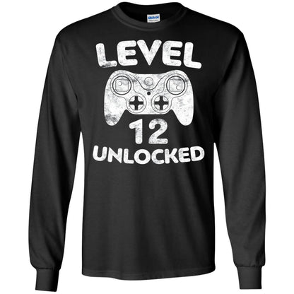 Level 12 Unlocked 12th Video Gamer Birthday Shirt Black