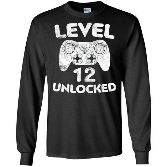 Level 12 Unlocked 12th Video Gamer Birthday Shirt Black