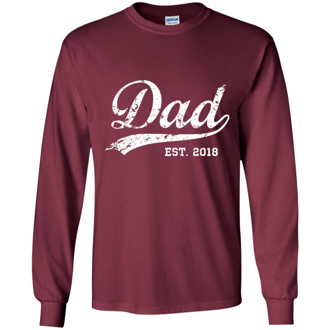 Dad Est. 2018 Vintage New Dad Daddy T-shirt Maroon