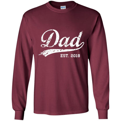 Dad Est. 2018 Vintage New Dad Daddy T-shirt Maroon