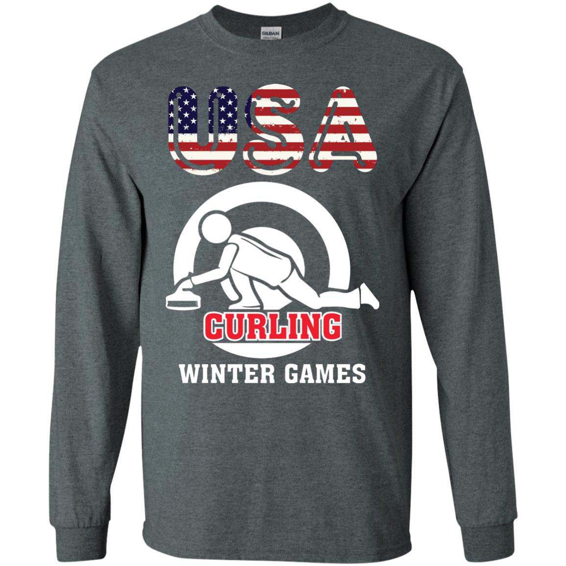 Usa Curling Winter Games Curling Lover T-shirt Dark Heather