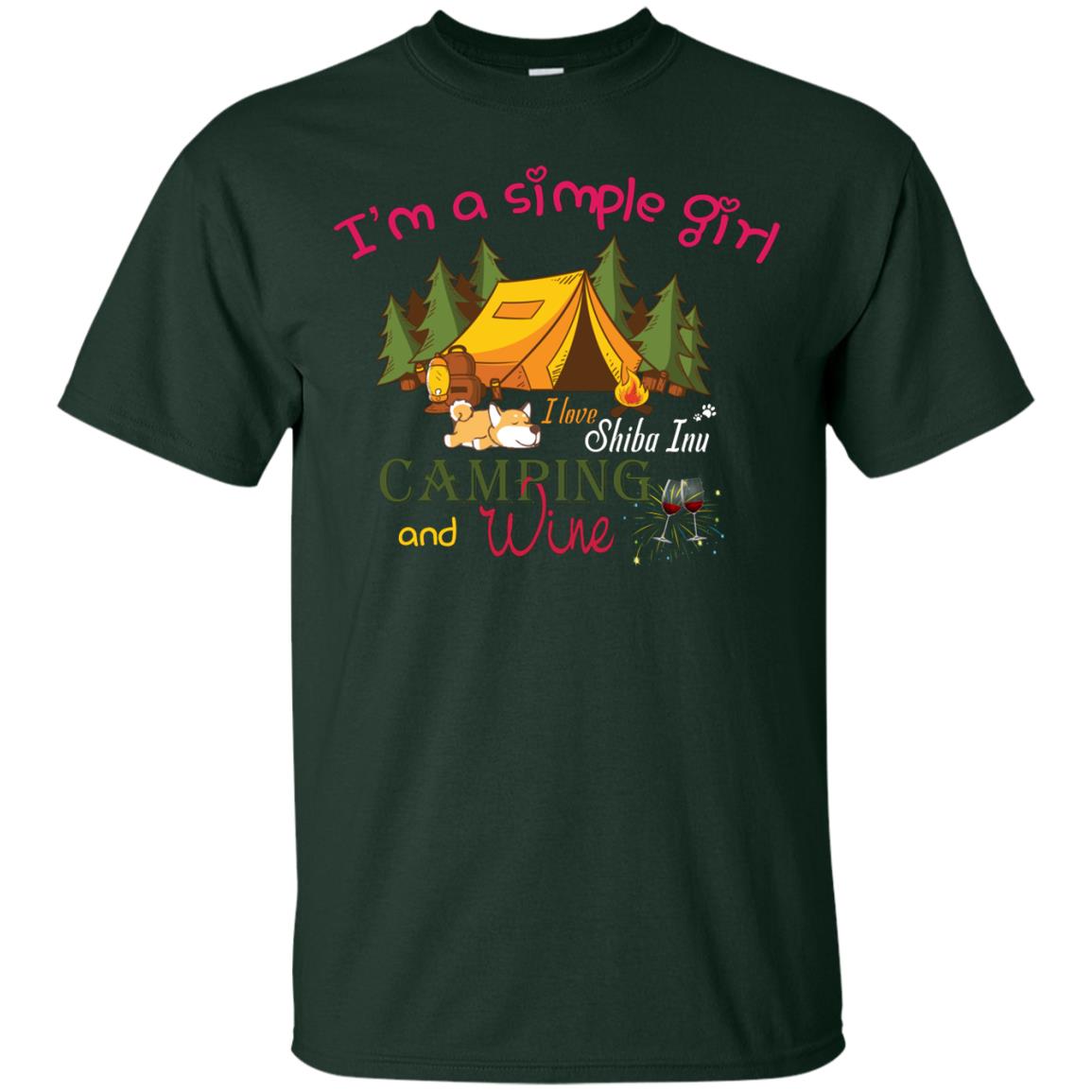 I’m A Simple Girl I Love Shiba Inu Camping And Wine Shirt Forest