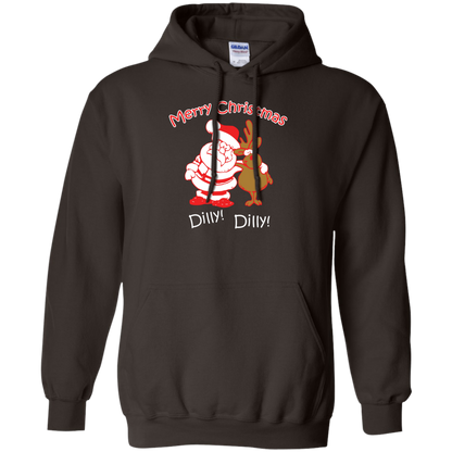 Christmas T-Shirt Merry Christmas Santa And Reindeer Dilly! Dilly! Dark Chocolate