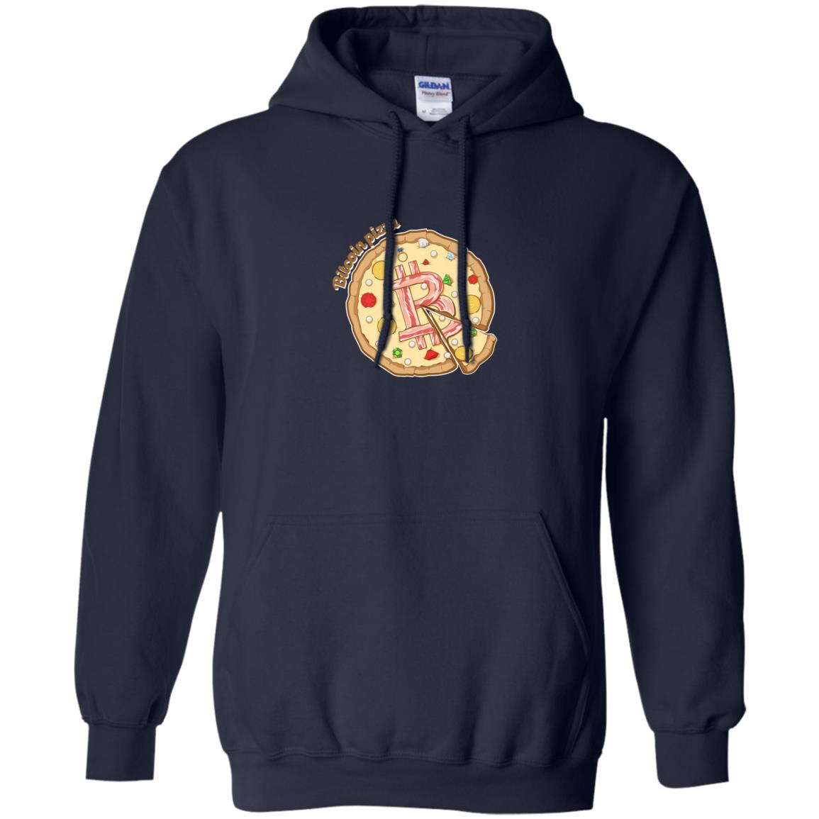 Funny Bitcoin Pizza T-shirt Crypto Currency Navy
