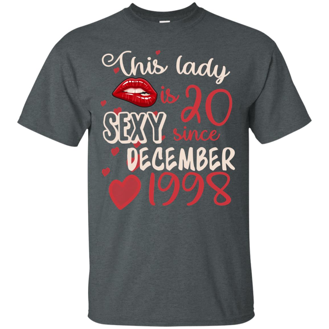 This Lady Is 20 Sexy Since December 1998 20th Birthday Shirt For December Womens Dark Heather