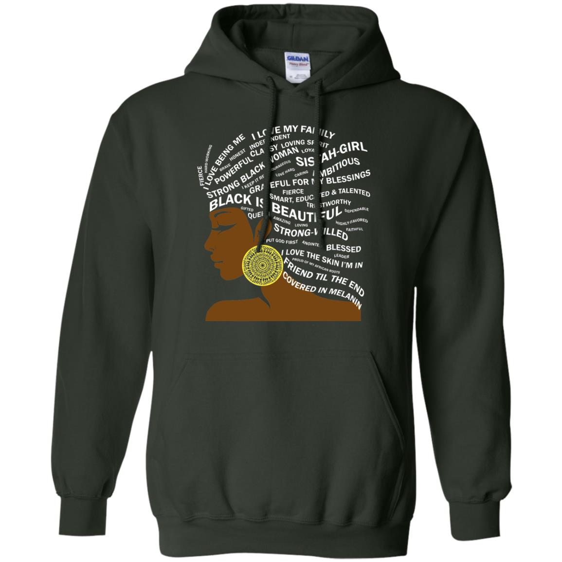 Black Is Beautiful Black History Month Word Art T-shirt Forest Green