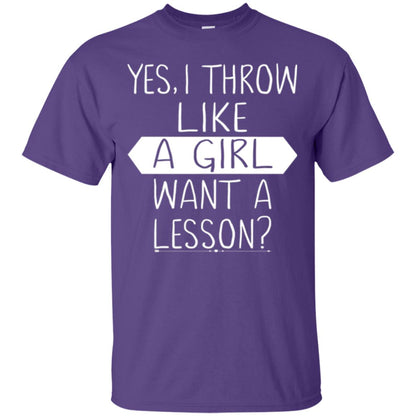 Softball T-shirt Yes I Throw Like A Girl Want A Lesson Purple