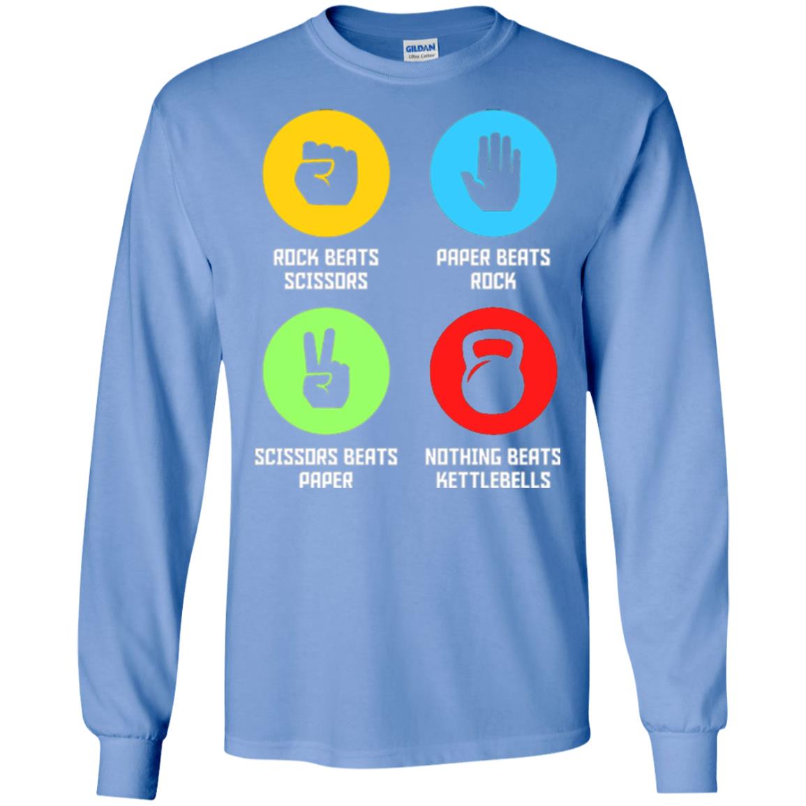 Fitness Gym Sports T-shirt Funny Nothing Beats Kettlebells Carolina Blue