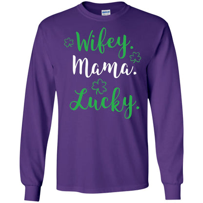 Wifey Mama Lucky Mom St Patricks Day T-shirt Purple