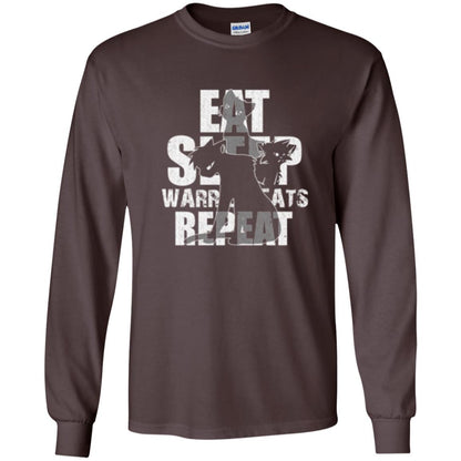 Cat Lover T-shirt Eat Sleep Warrior Cats Repeat Dark Chocolate