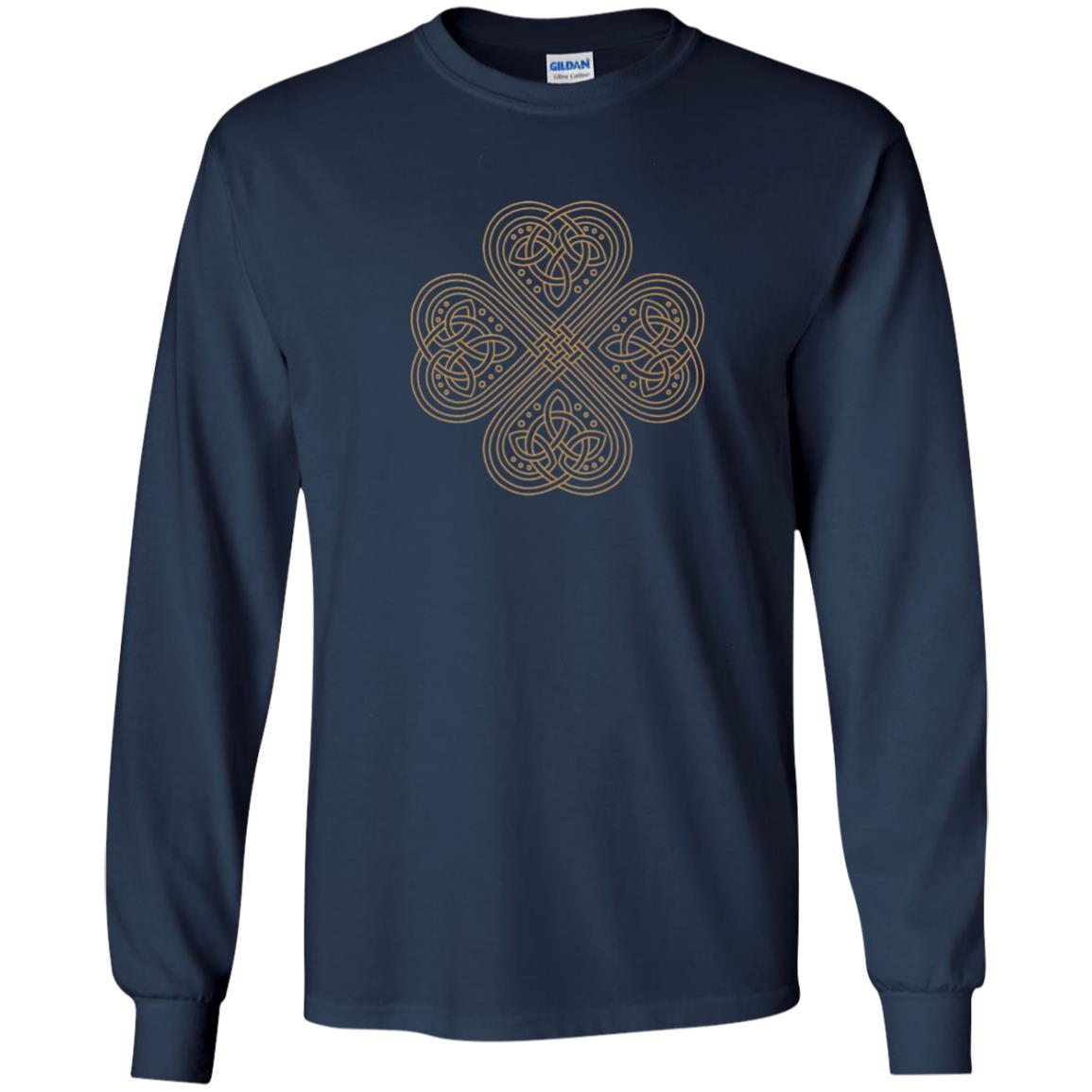 Irish Celtic Gold Knot Patricks Day Shirt Navy