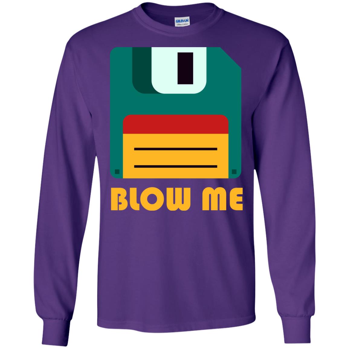 Blow Me Funny Floppy Disk Saying T-shirt Purple