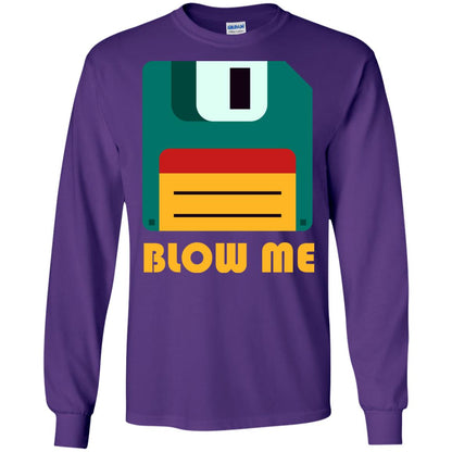Blow Me Funny Floppy Disk Saying T-shirt Purple