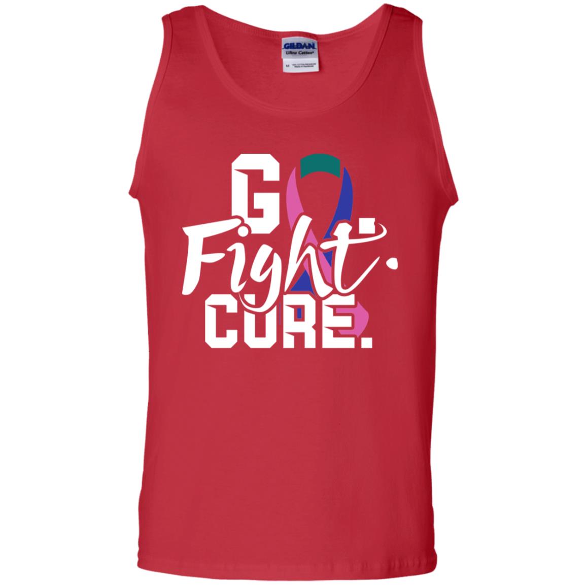 Thyroid Awareness Go Fight Cure Teal Pink Blue Ribbon Shirt Red