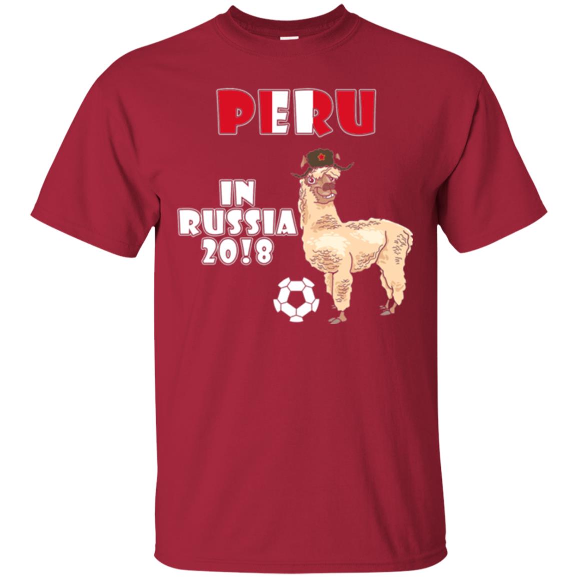 Soccer T-shirt Peru National Team Llama In Russia 2018 Cup Cardinal