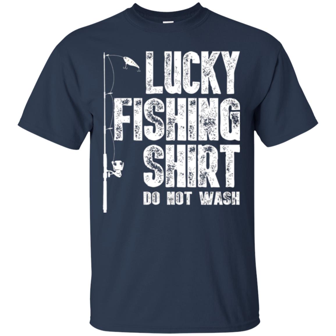 Fisherman T-shirt Lucky Fishing Shirt Do Not Wash Navy