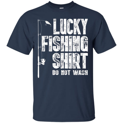 Fisherman T-shirt Lucky Fishing Shirt Do Not Wash Navy