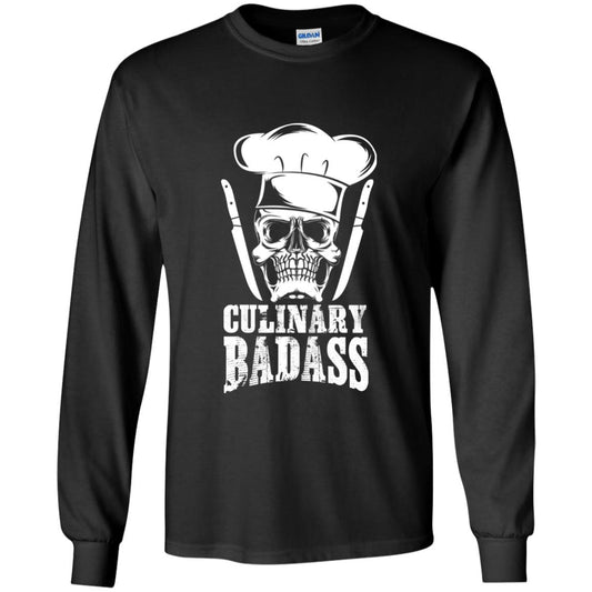 Culinary Badass Funny Chef Skull Knifes Cooking Tshirt Black